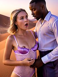 Black man has sex with a 20 year old white woman in Sossusvlei Namibia at dusk